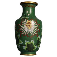 Antique Japanese Meiji Cloisonne Floral Enameled Vase C1920