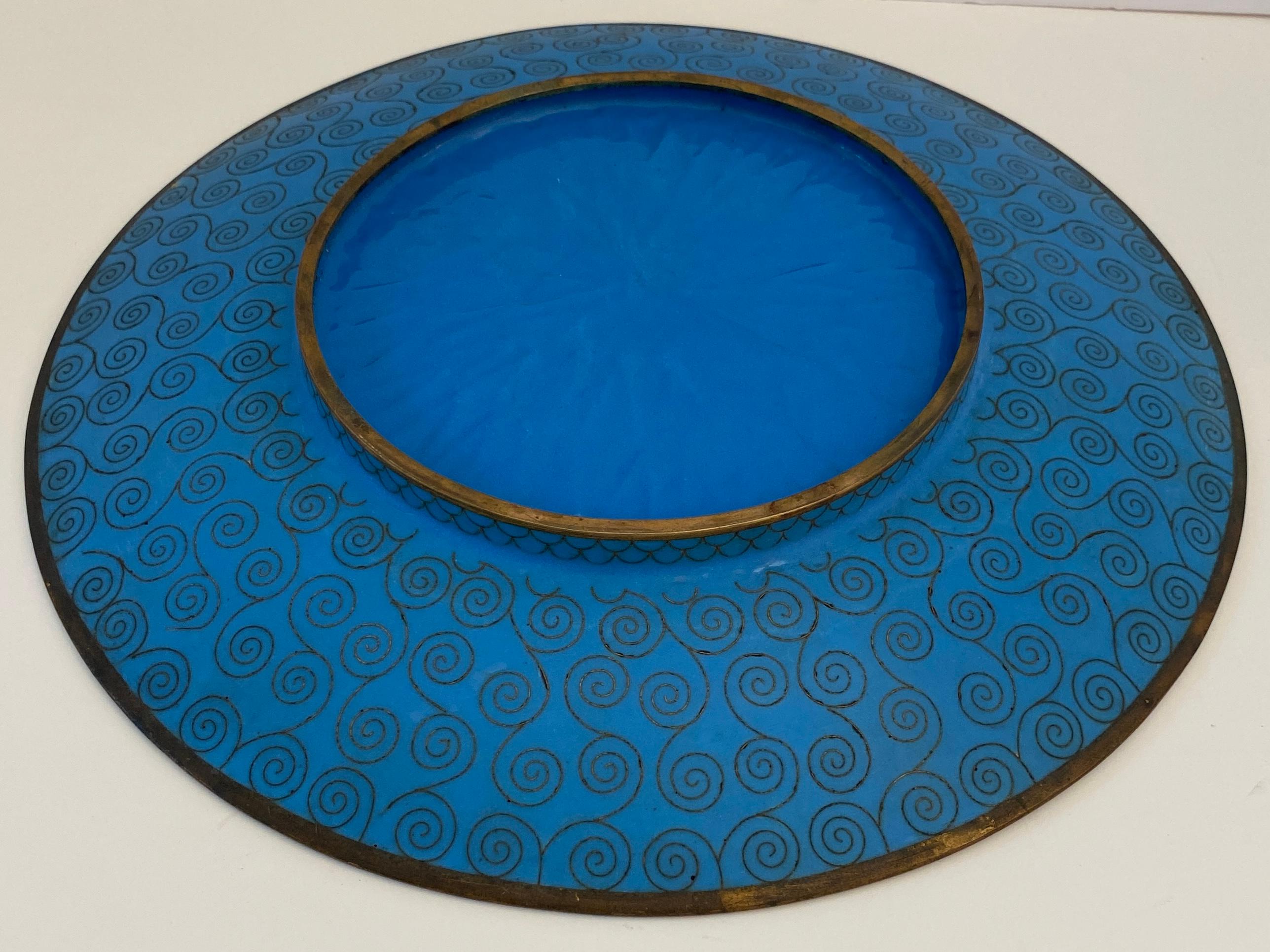 Antique Japanese Meiji Cloissoné Charger Plate In Good Condition For Sale In Miami, FL