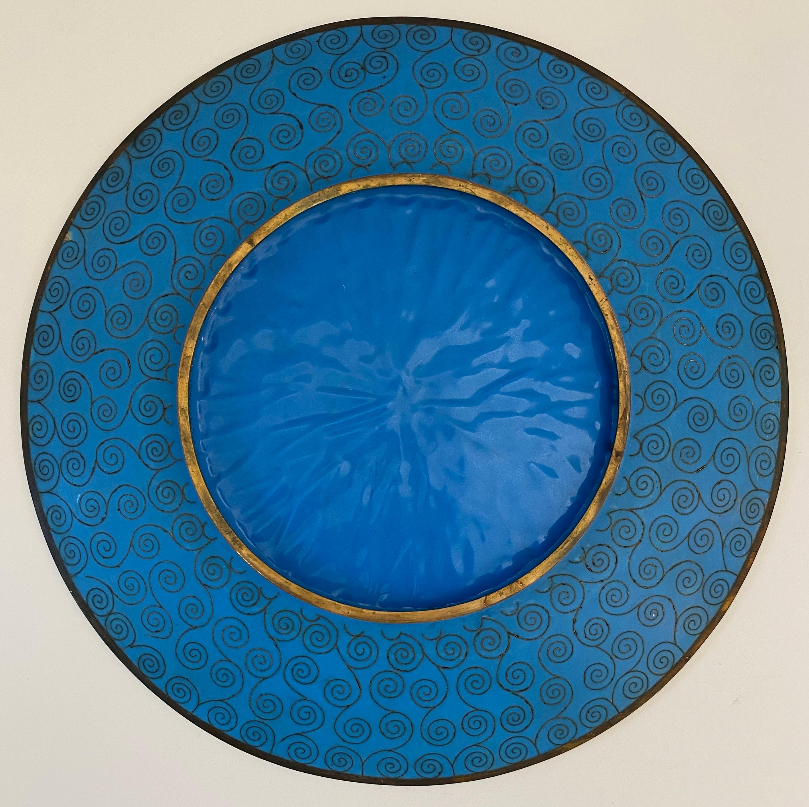 20th Century Antique Japanese Meiji Cloissoné Charger Plate For Sale