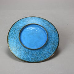 Antique Japanese Meiji Enameled Garden Scene Cloisonne Charger with Heron C1920