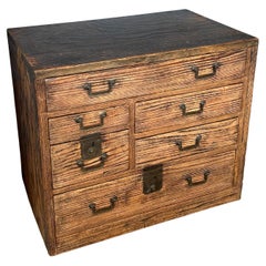 Antique Japanese Meiji Era (c1860’s) Red Lacquer Kodansu Personal Tansu 6 Drawer
