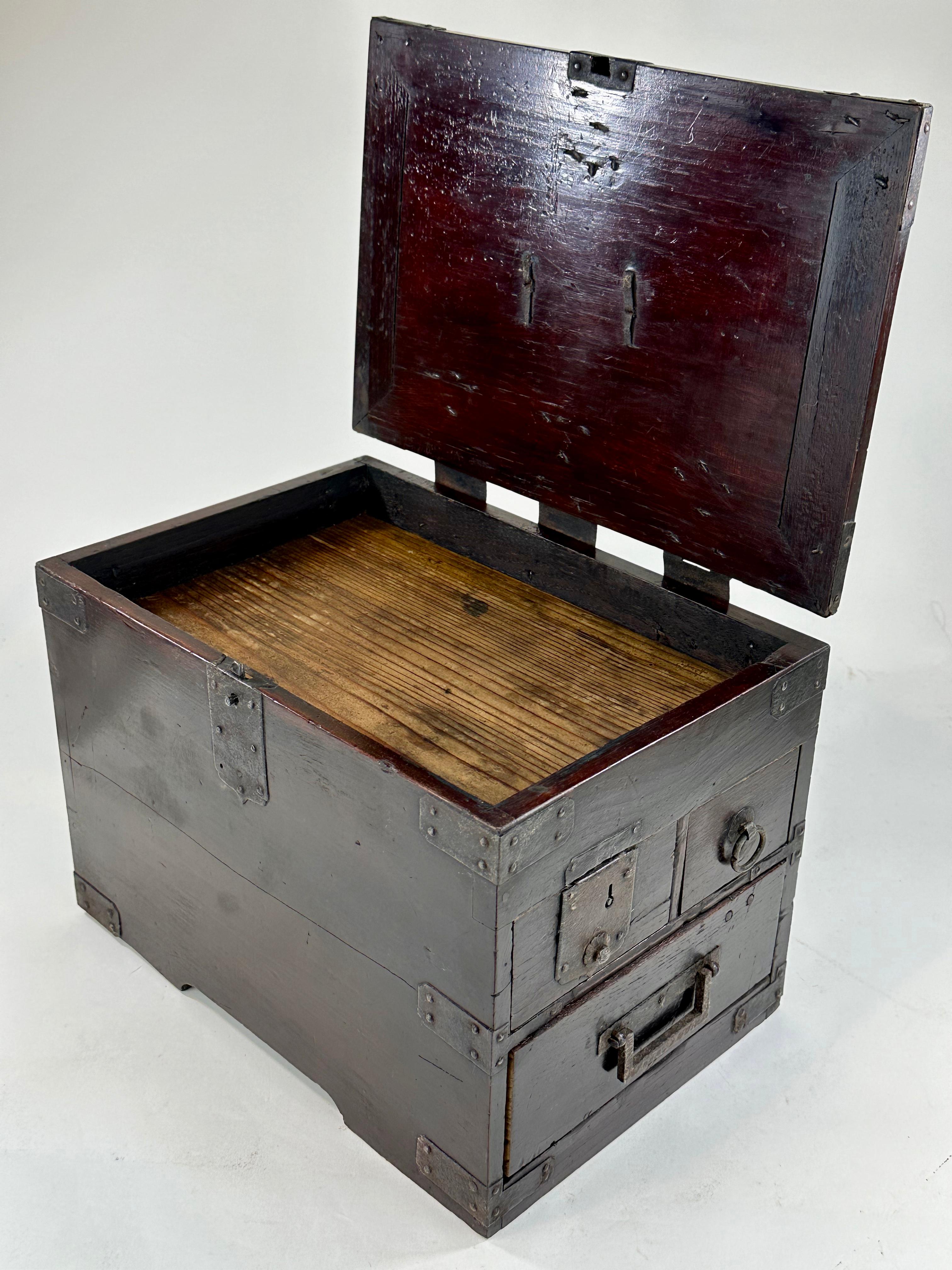 Antiguo Japonés Era Meiji c1880's Caligrafía Suzuribako Tansu Keyaki Madera 12 en venta 5