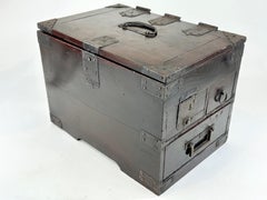 Antique Japanese Meiji Era c1880's Suzuribako Calligraphy Tansu Keyaki Wood 12”