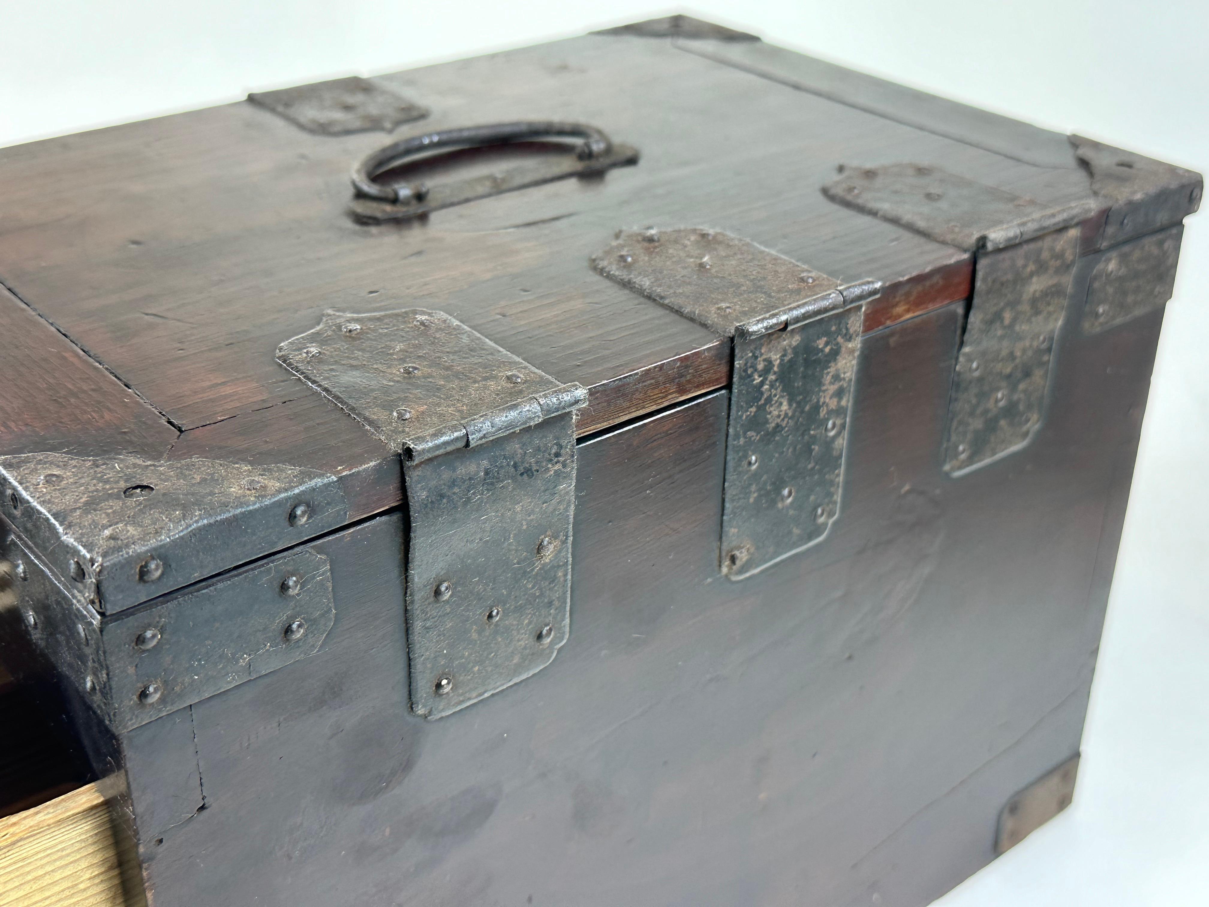 Antiguo Japonés Era Meiji c1880's Caligrafía Suzuribako Tansu Keyaki Madera 12 en venta 1