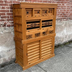 Antique Japanese Meiji Era c1890's Hinoki Mizuya Tansu Kitchen Cabinet 46"W