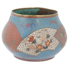 Antique Japanese Meiji era cloisonné enamel brass bowl