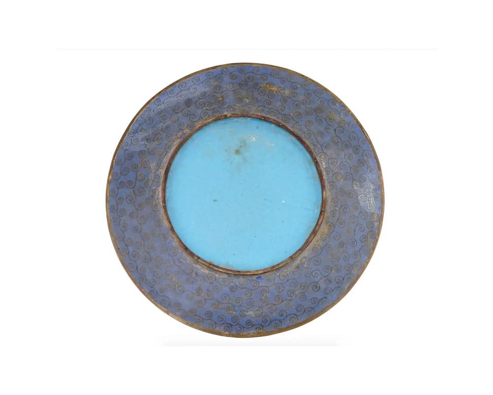 19th Century An antique Japanese Meiji era enamel over brass charger plate For Sale
