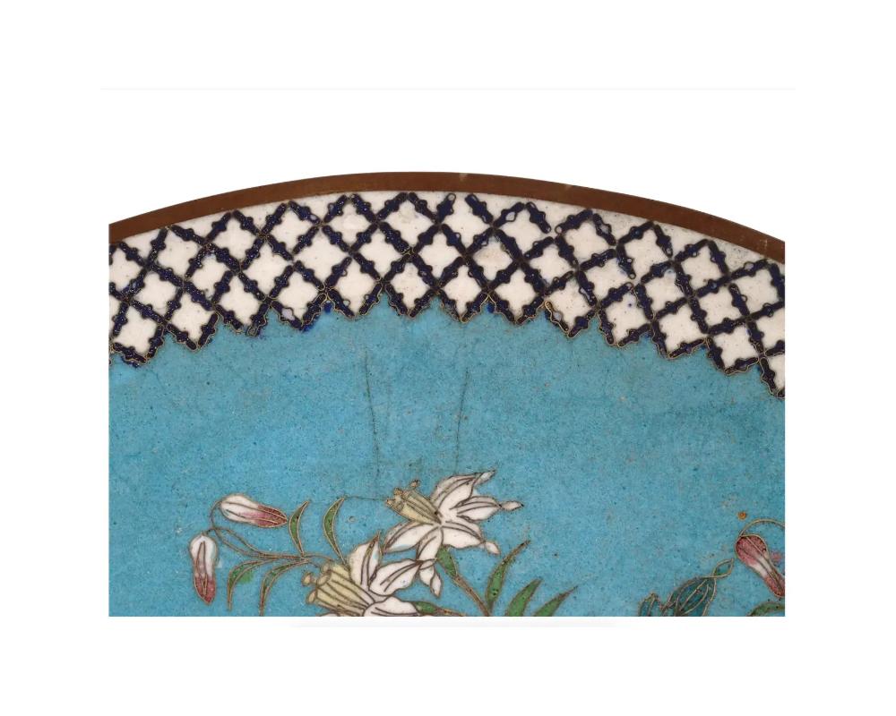 An antique Japanese Meiji era enamel over brass charger plate For Sale 2