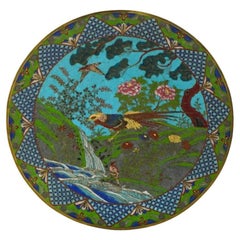 Antiker japanischer Cloisonné-Emaille-Teller aus der Meiji-Ära