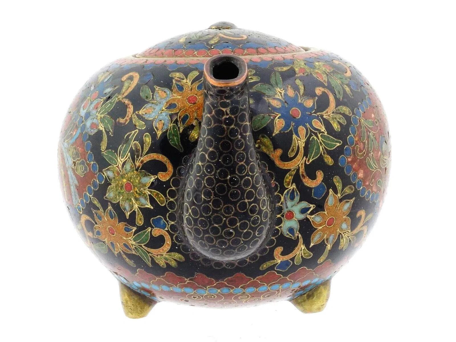 Antigua Tetera Japonesa de Esmalte Cloisonné de la Era Meiji Japonés en venta