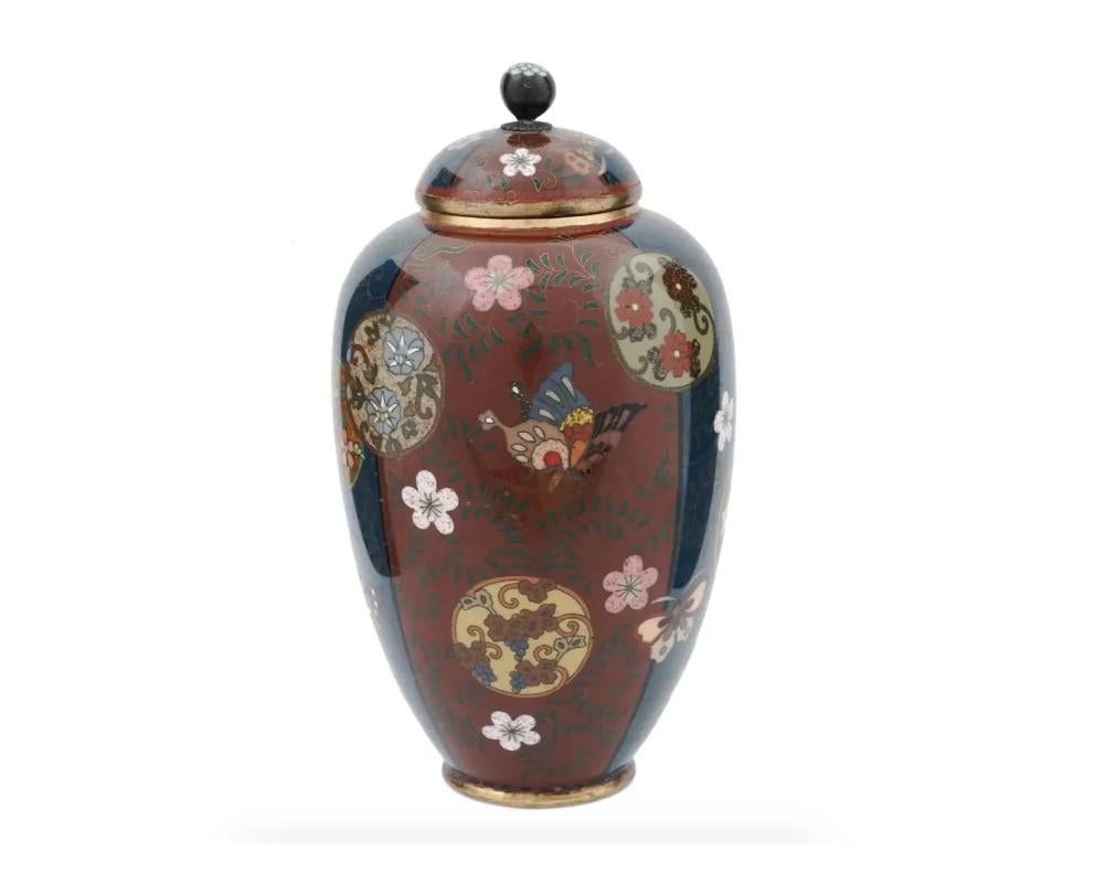 Cloissoné Antique Japanese Meiji Era Cloisonne Enamel Vase For Sale