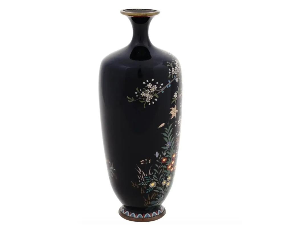 Cloissoné Antique Japanese Cloisonne Meiji Era Enamel Vase Signed Hayashi Yojiro For Sale