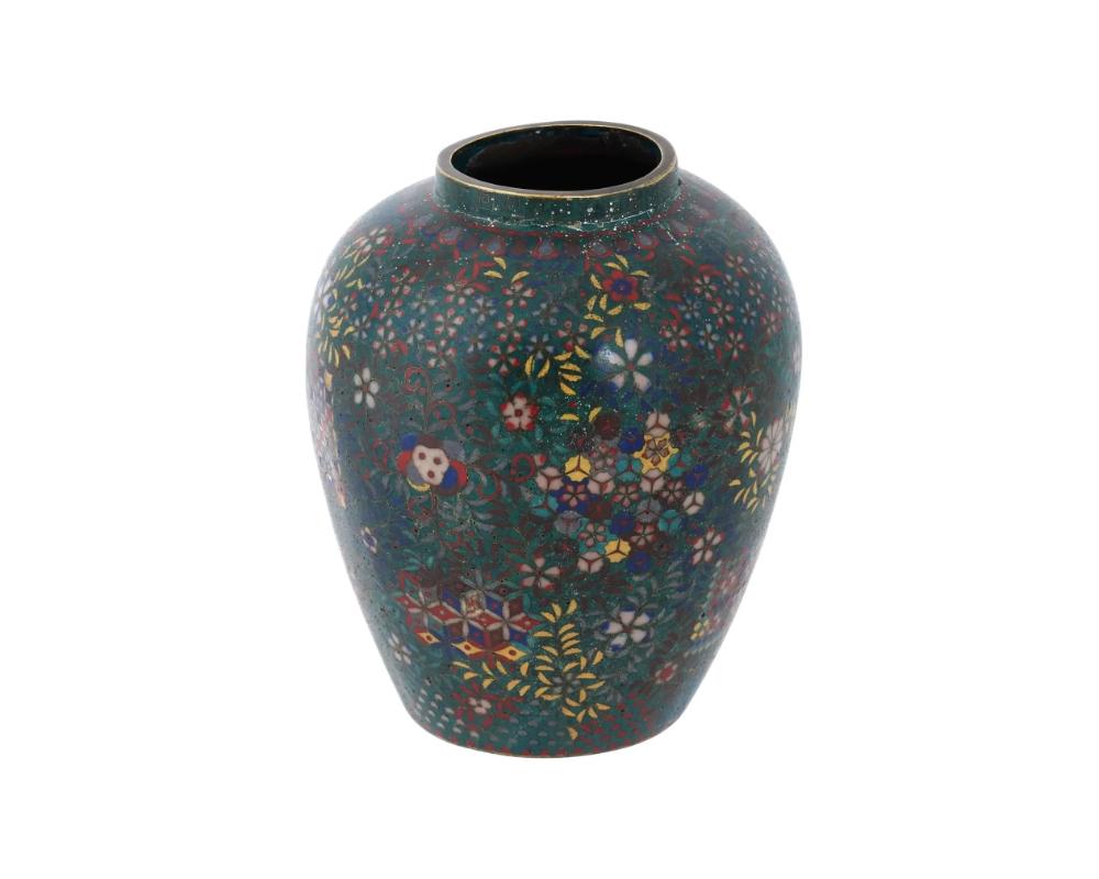 Cloissoné Antique Japanese Meiji Era Cloisonne Enamel Vase For Sale