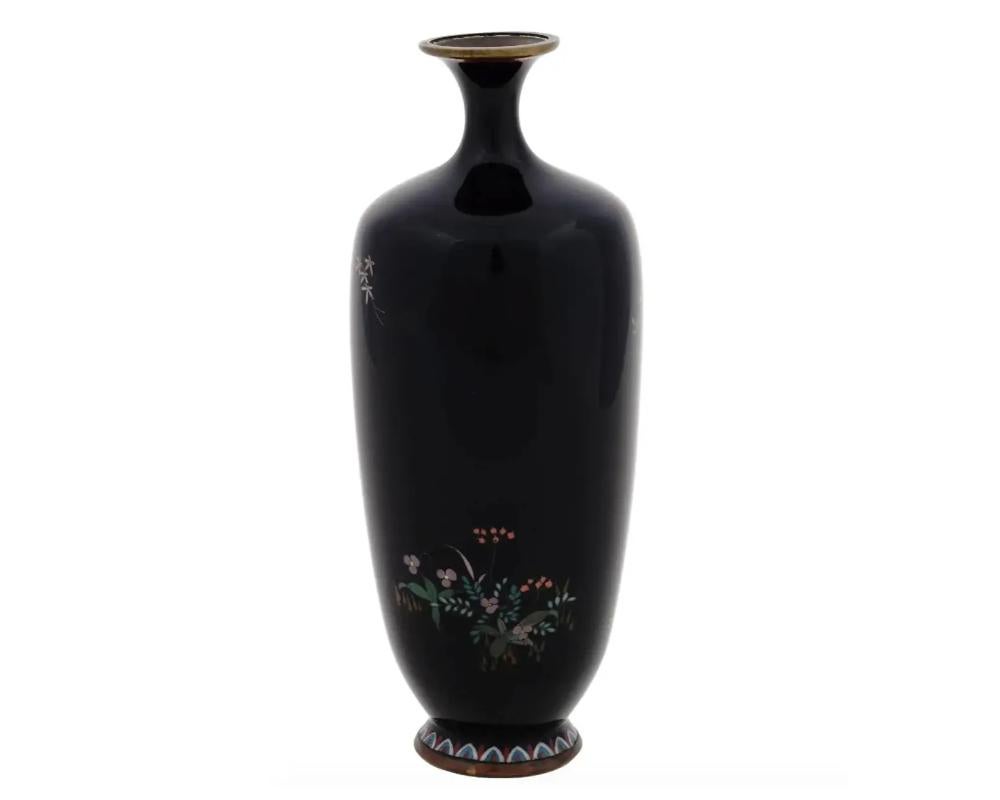 Antique Japanese Cloisonne Meiji Era Enamel Vase Signed Hayashi Yojiro In Good Condition For Sale In New York, NY