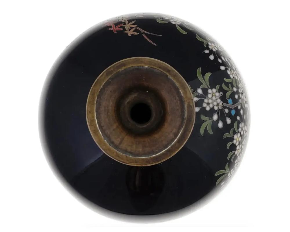 19th Century Antique Japanese Cloisonne Meiji Era Enamel Vase Signed Hayashi Yojiro For Sale