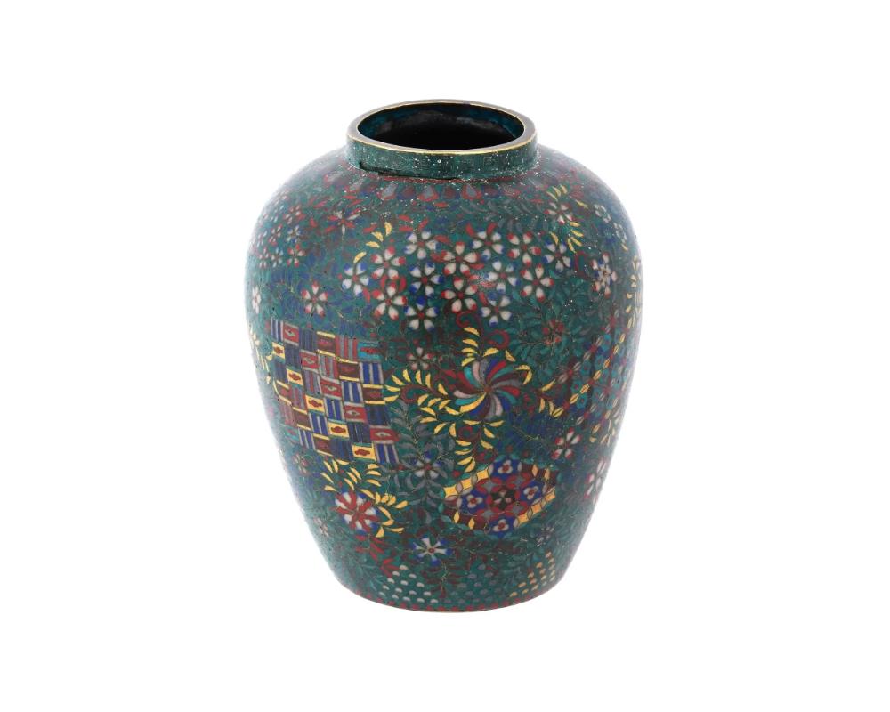 19th Century Antique Japanese Meiji Era Cloisonne Enamel Vase For Sale