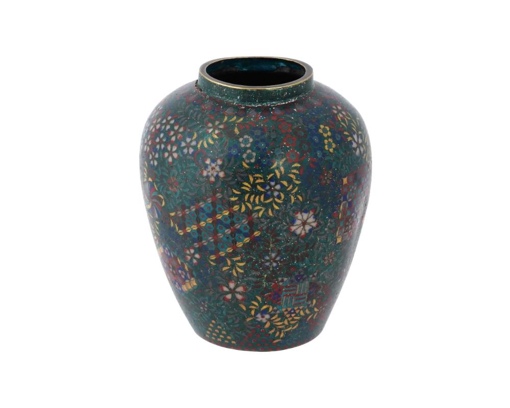 Copper Antique Japanese Meiji Era Cloisonne Enamel Vase For Sale