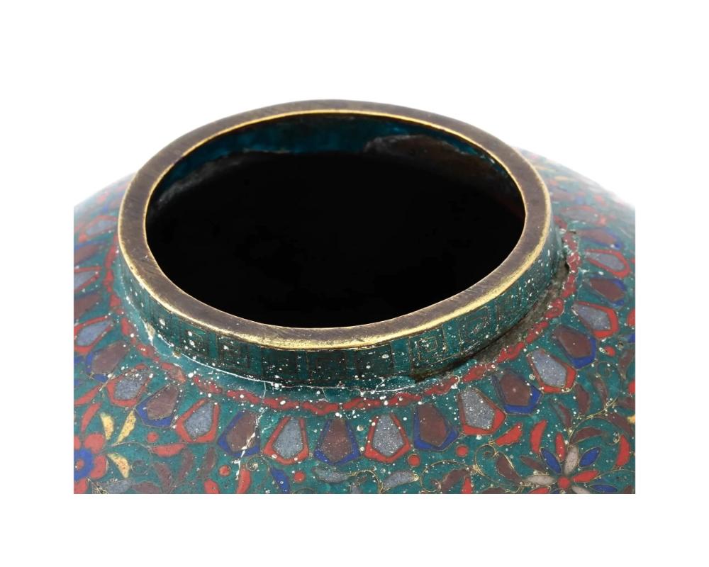 Antique Japanese Meiji Era Cloisonne Enamel Vase 2