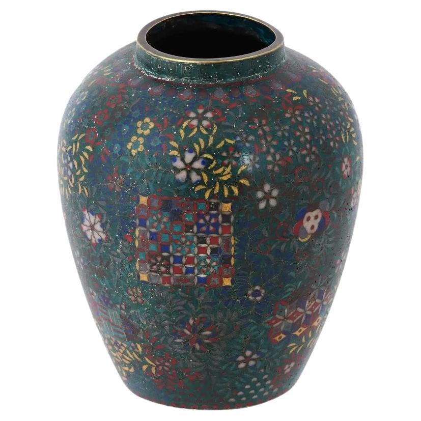 Antique Japanese Meiji Era Cloisonne Enamel Vase For Sale