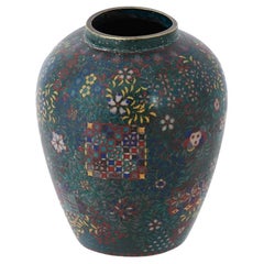 Antike japanische Cloisonné-Emaille-Vase aus der Meiji-Ära