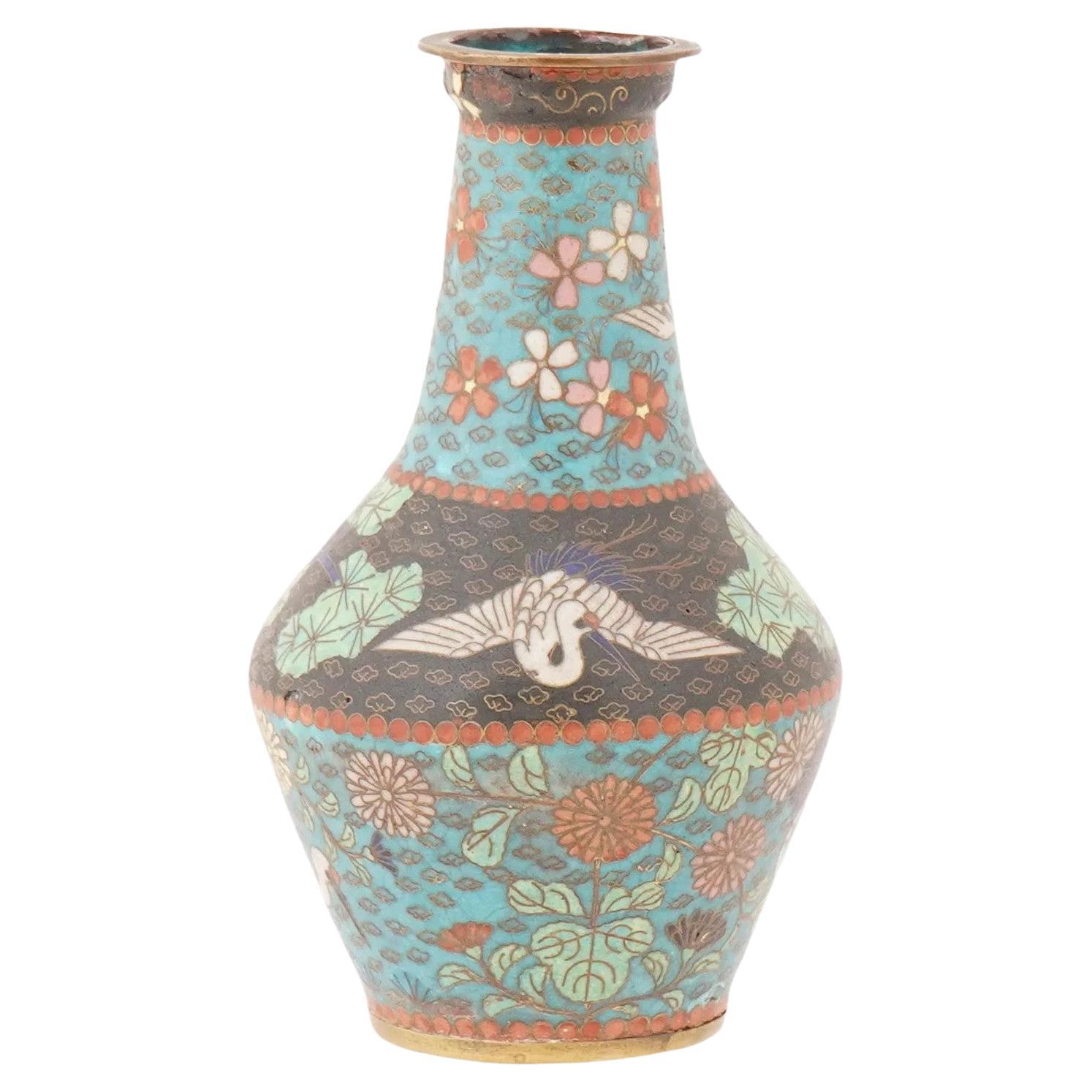 Antique Japanese Meiji Era Cloisonné Enamel Vase