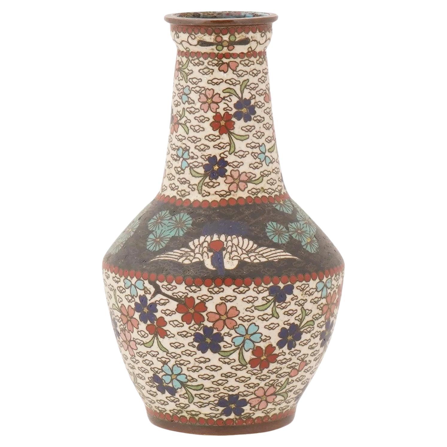 Antique Japanese Meiji Era Cloisonné Enamel Vase