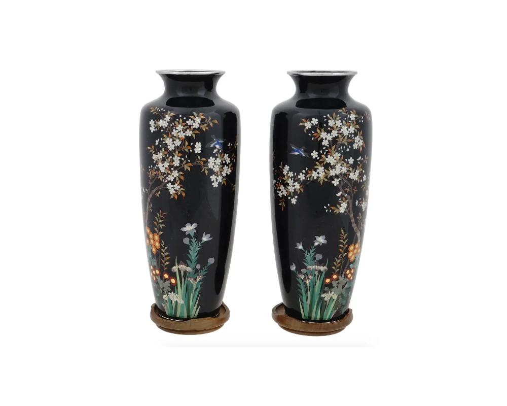 Cloissoné Antique Japanese Meiji Era Cloisonne Vases Iob