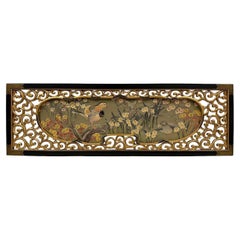 Antique Japanese Meiji era Framed Embroidery Wall Hanging