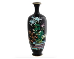 Antique Japanese Meiji Era Ginbari Cloisonne Vase
