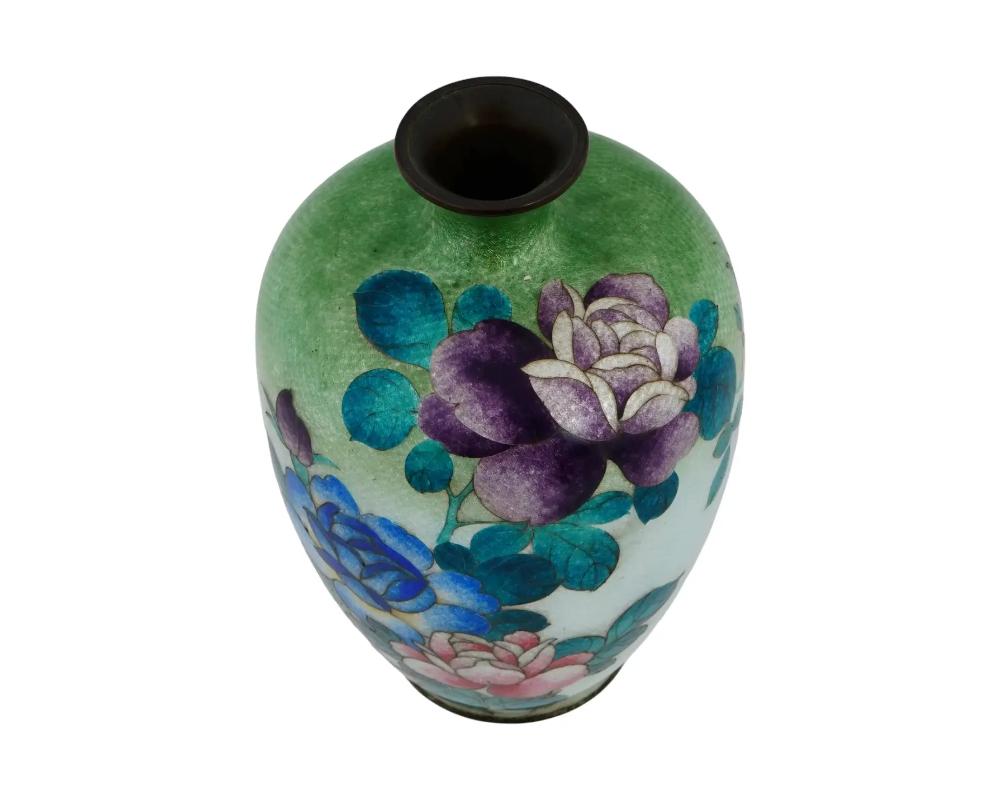 Enamel Antique Japanese Meiji Era Ginbari Cloisonne Vase For Sale