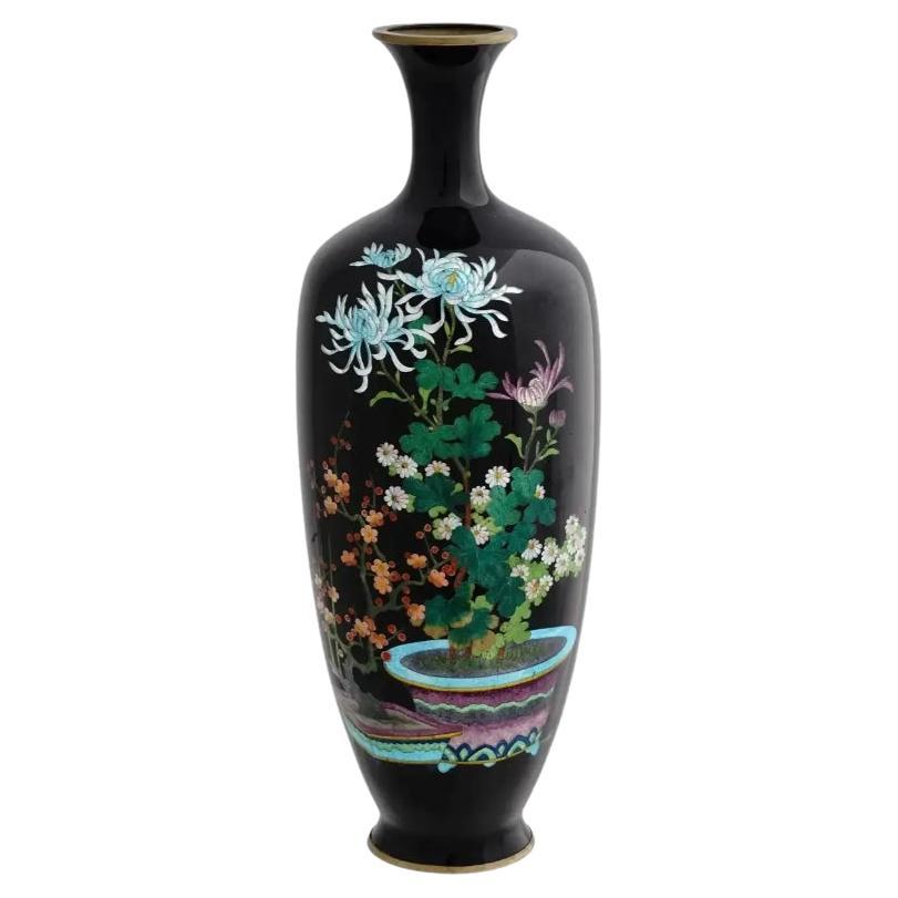 Antique Japanese Meiji Era Ginbari Cloisonne Vase For Sale