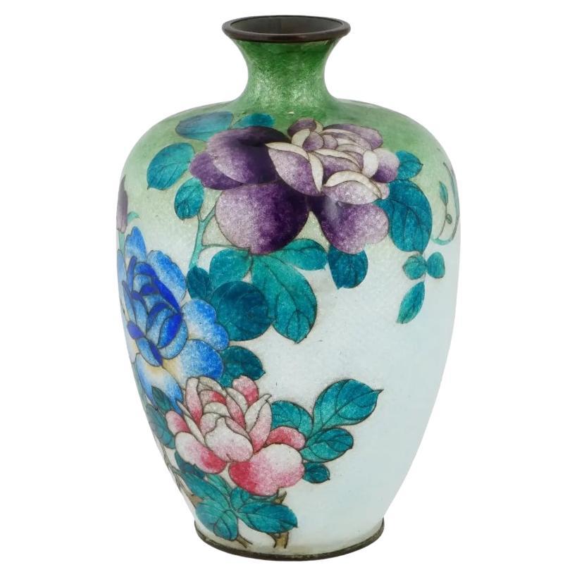 Vase japonais ancien en cloisonné Ginbari de l'ère Meiji