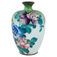 Antike japanische Ginbari-Cloisonné-Vase aus der Meiji-Ära