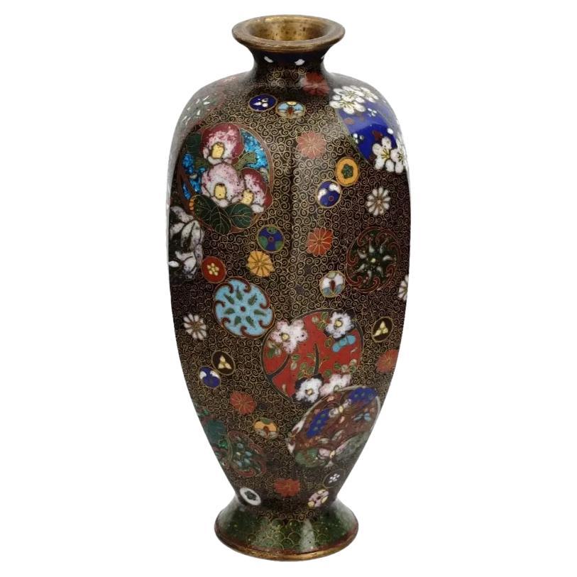 Vase japonais ancien en cloisonné Nagoya de l'époque Meiji