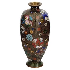 Vase japonais ancien en cloisonné Nagoya de l'époque Meiji