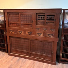 Antique Japanese Meiji Era Nagoya Mizuya Tansu Two-Section Kitchen Cabinet 72"