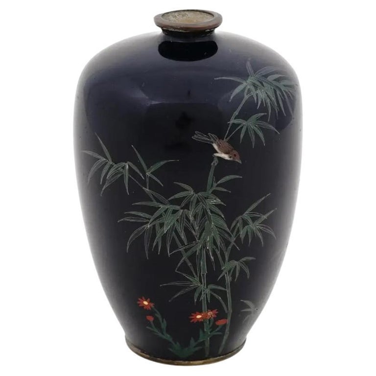 Pair Japanese Lacquered Woven Bamboo Ikebana Vases, Japan, C.1950 For Sale  at 1stDibs