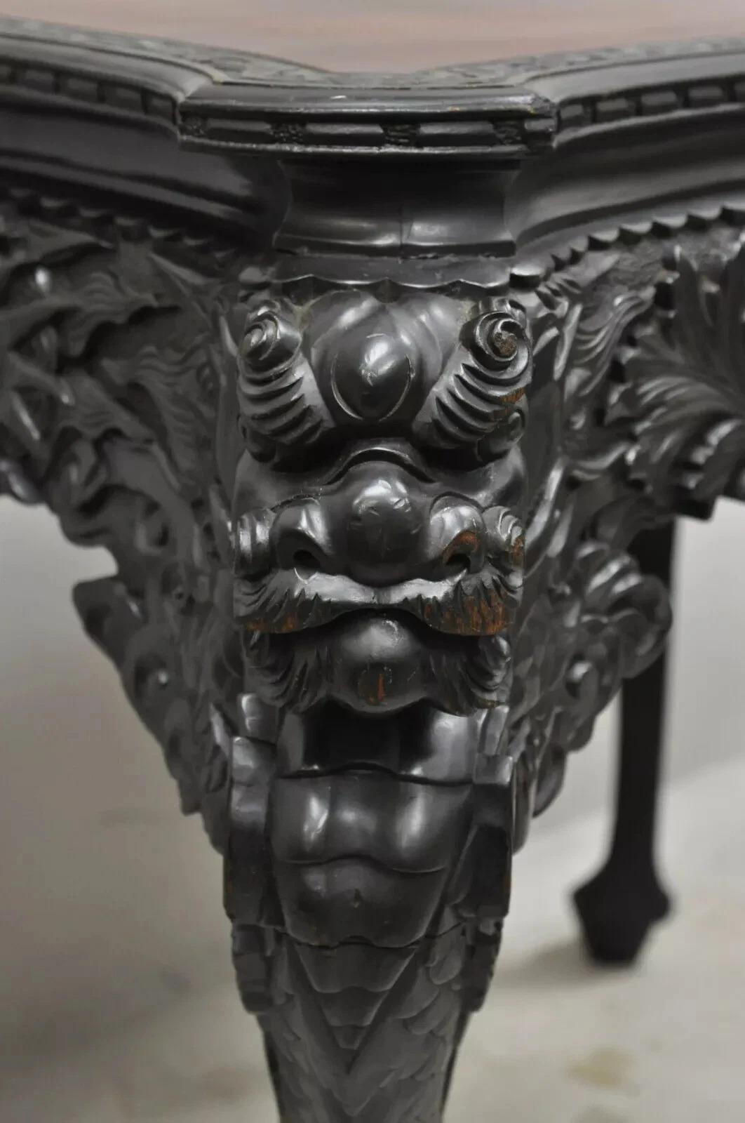 Antique Japanese Meiji Export Hardwood Mt. Fuji Dragon Carved Desk and Chair Set in vendita 5