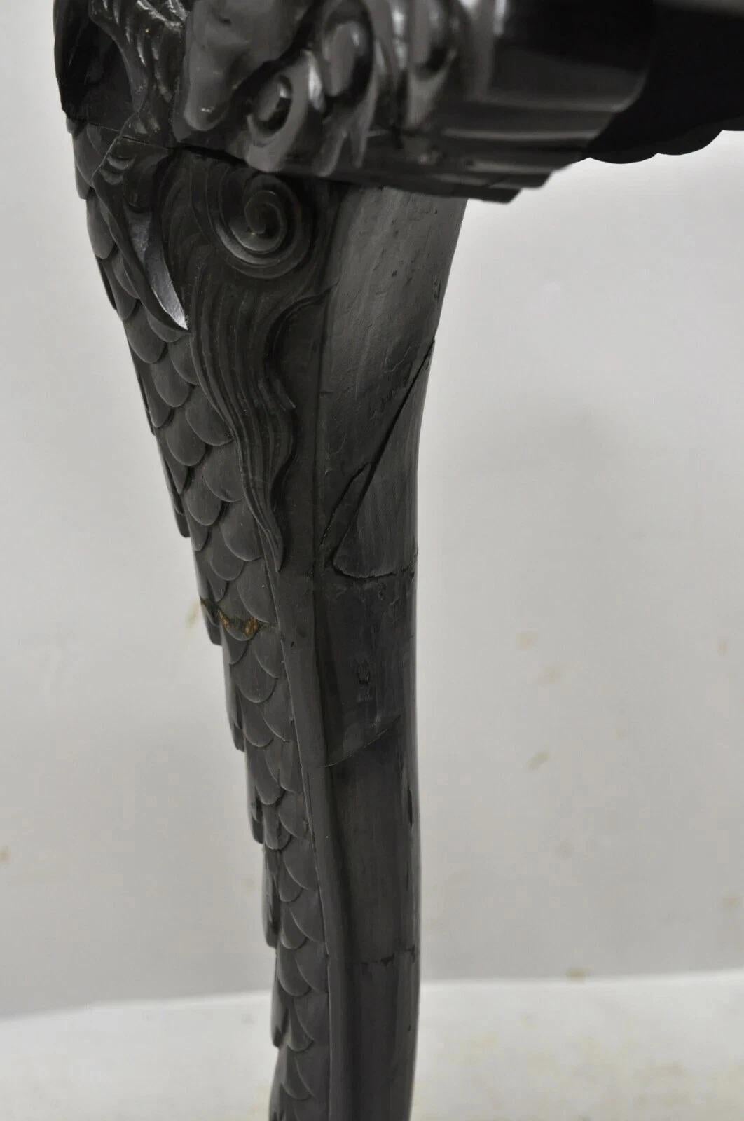 Antique Japanese Meiji Export Hardwood Mt. Fuji Dragon Carved Desk and Chair Set in vendita 2