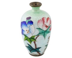 Antique Japanese Meiji Ginbari Cloisonne Enamel Vase