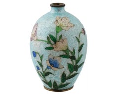 Antique Japanese Meiji Ginbari Cloisonne Enamel Vase
