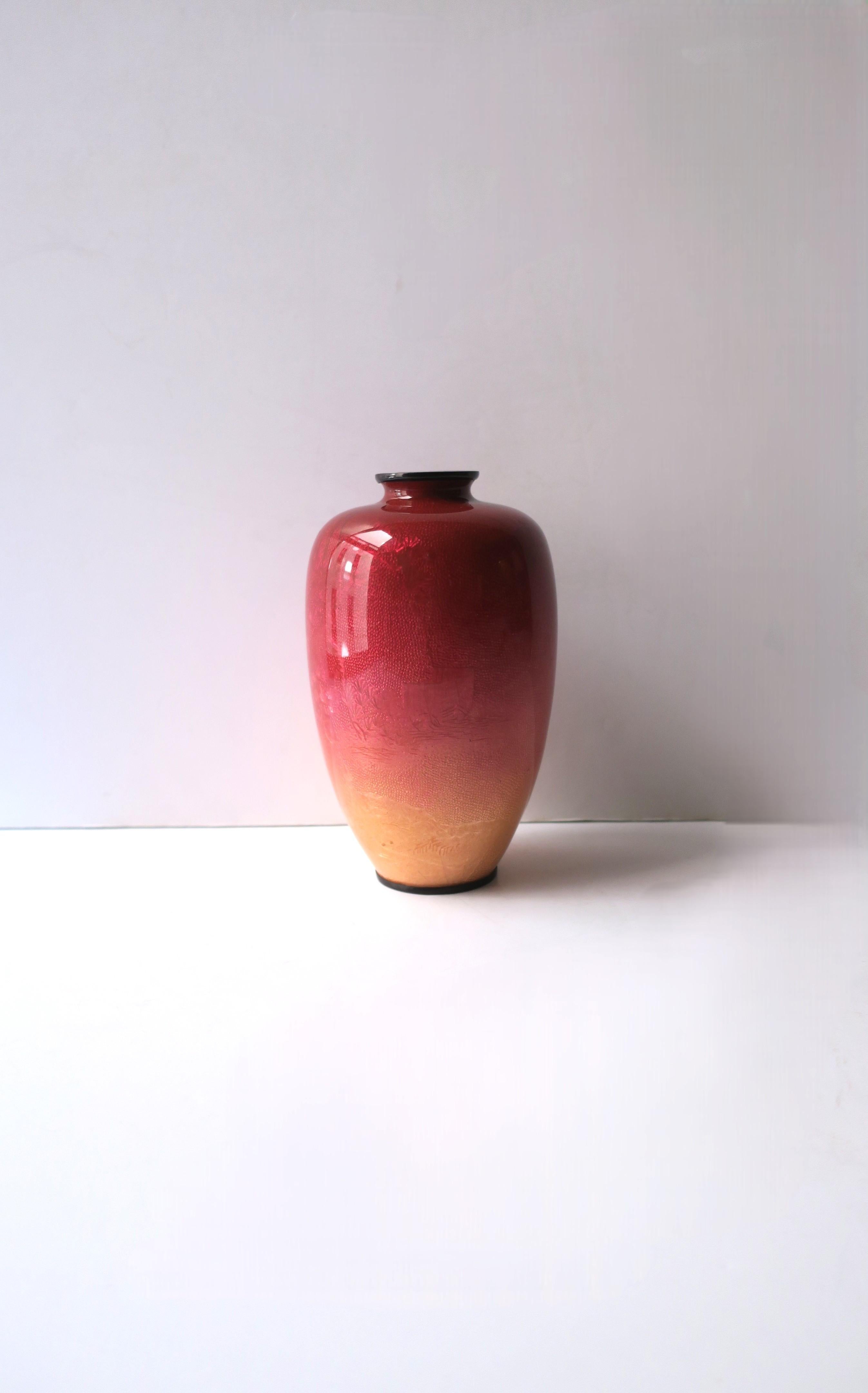 Cloissoné Antique Japanese Meiji Ginbari Cloisonne Enamel Vase