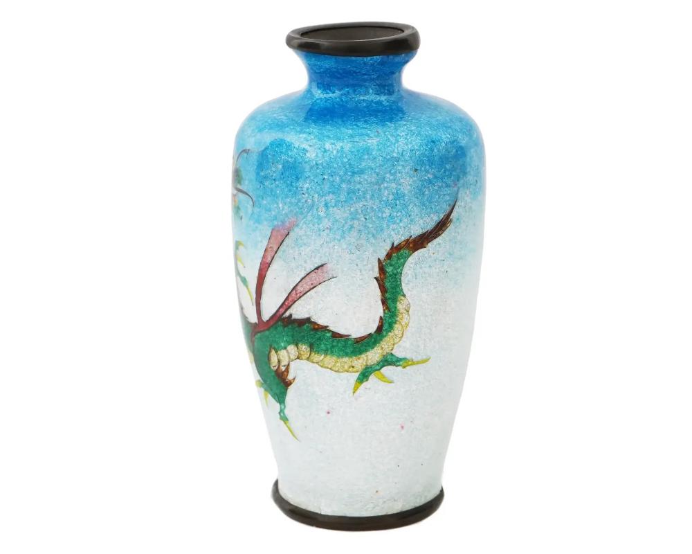 Cloissoné Antique Japanese Meiji Ginbari Cloisonne Enamel Vase For Sale