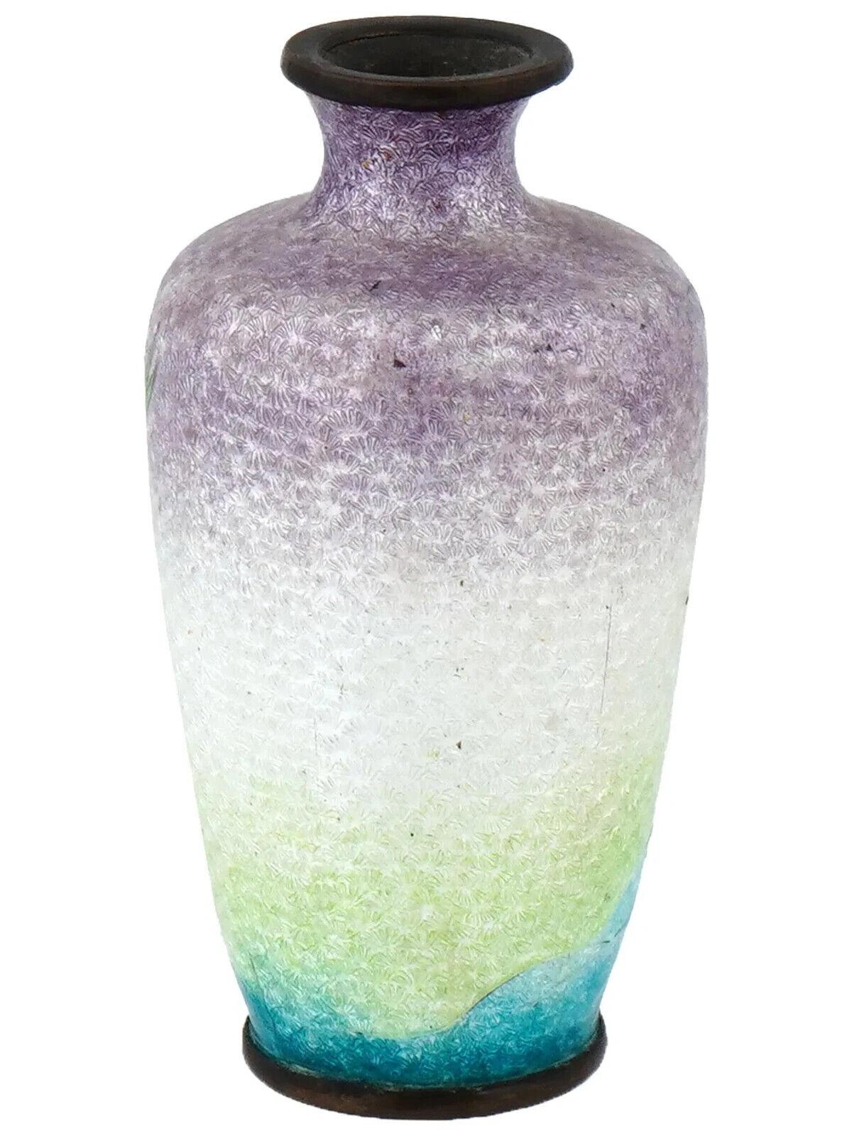Antiguo Jarrón Japonés Meiji Ginbari Esmaltado Cloisonné Cloissoné