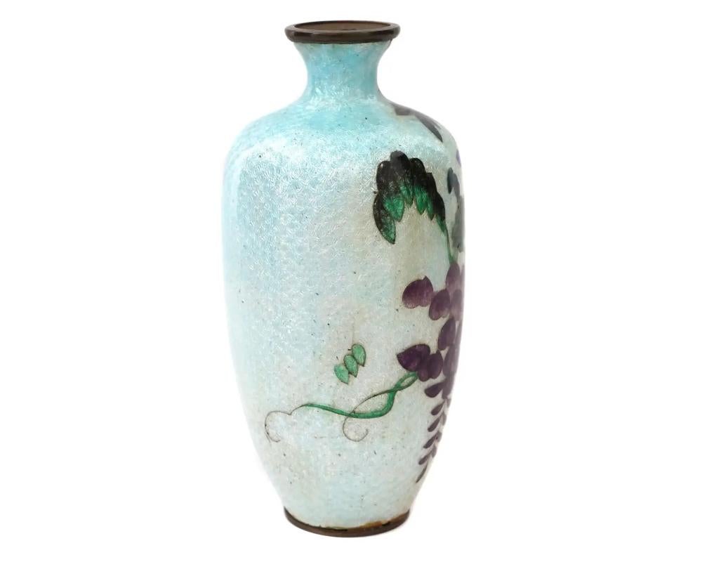 19th Century Antique Japanese Meiji Ginbari Cloisonne Enamel Vase For Sale