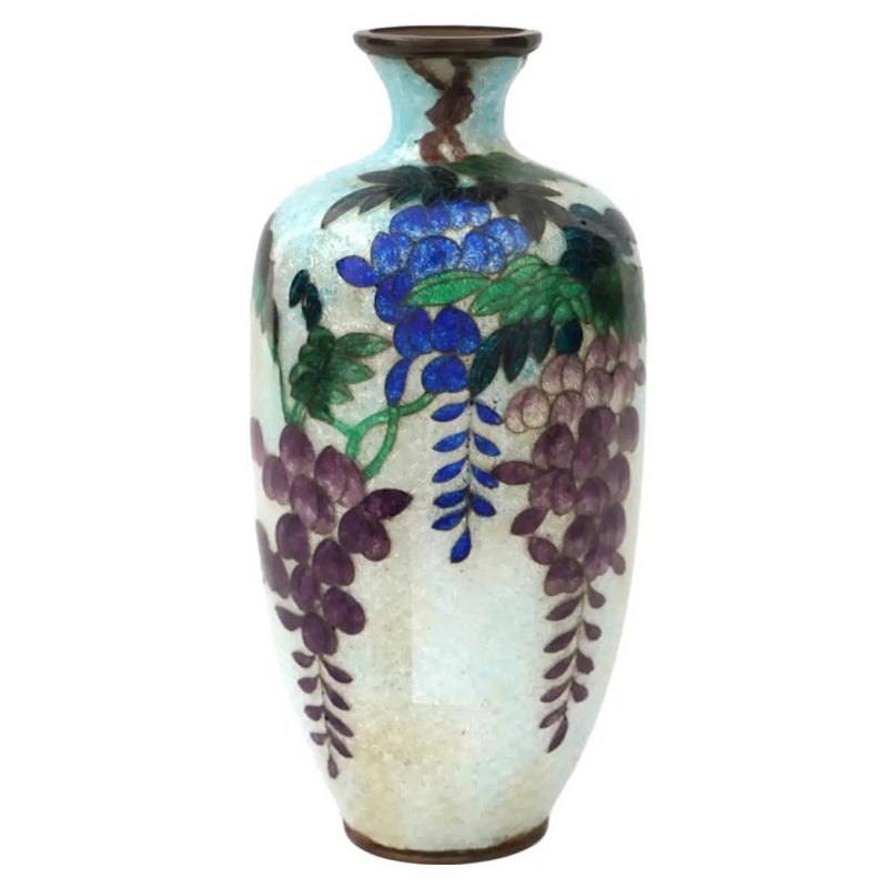 Antique Japanese Meiji Ginbari Cloisonne Enamel Vase