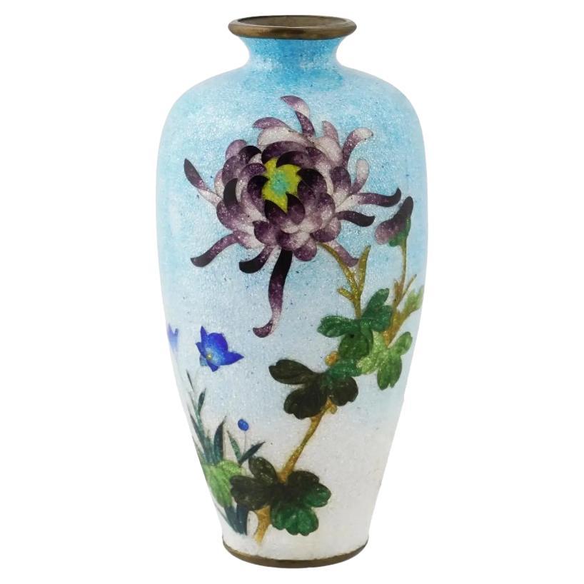 Antique Japanese Meiji Ginbari Cloisonne Enamel Vase For Sale