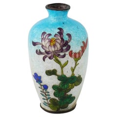 Antiguo Jarrón Japonés Meiji Ginbari Esmaltado Cloisonné