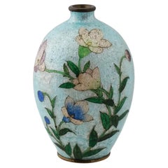 Vase japonais ancien Meiji Ginbari en émail cloisonné