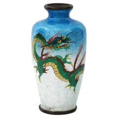 Antiguo Jarrón Japonés Meiji Ginbari Esmaltado Cloisonné